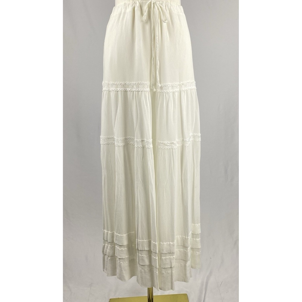 Peppermayo Moonstone Maxi Skirt Boho Cottagecore Gauze Lace Flowy Ivory XS